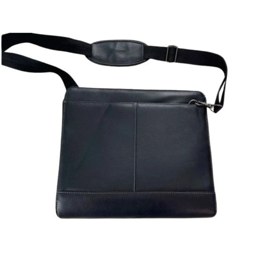 Samsonite Briefcase Laptop Bag Luggage Black Leather Telescoping Handle 13.5X12